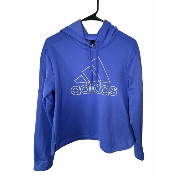 Adidas Extended Crop Blue Hoodie - Picture 1 of 4